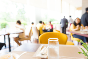 Blurred modern restaurant white sun light