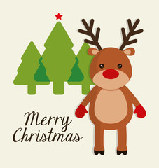 Deer cartoon icon. Merry Christmas design. vector graphic