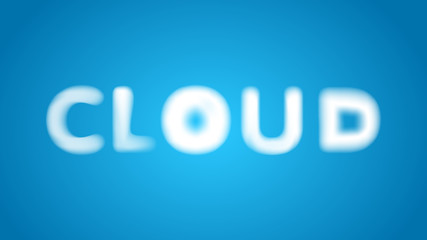 Realistic typographic clouds on blue sky background vector illustration