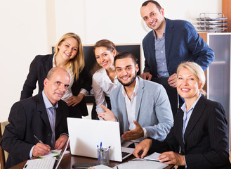 Fototapeta premium people during conference call indoors