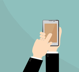 smart phone on Businessman hand.Business Concept Illustration