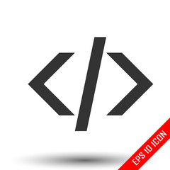 Coding icon. Sign of coding. Simple flat logo of code signs on white background. Vector illustration.