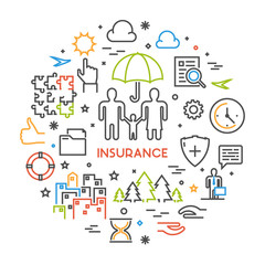 Line design concept web banner for insurance