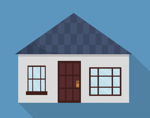 Family House. Home icon with door and windows, graphic design