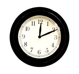 close up of clock on white background with clipping path