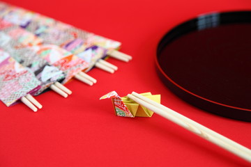 Handmade Chopstick Stand made from Chopstick Bag (Beautiful Traditional Japanese Paper CHIYOGAMI)