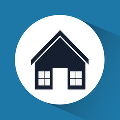 Family House. Home icon with door and windows, graphic design