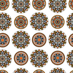 Seamless Pattern with Mandala / Background with Indian motifs