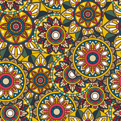 Seamless Pattern with Mandala / Background with Indian motifs