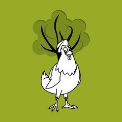 Animal design. rooster icon. Isolated illustration, white backgr