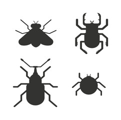 Insects black silhouette icons