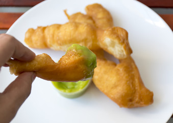 Deep-fried dough stick and Pandan Coconut Custard Dip