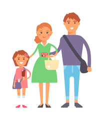 Shopping family vector illustration.
