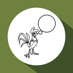 Animal design. rooster icon. Isolated illustration, white backgr