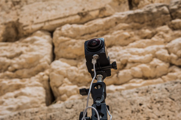 360 degrees video cameras system in filmed production at the Western Wall in the old city of Jerusalem Israel