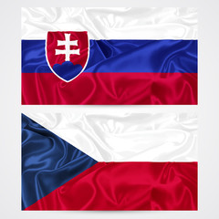 slovak republic, czech republic flag vector illustration, white background