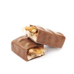 Caramel chocolate bar isolated
