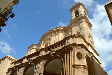 The majestic baroque cathedral of the city of Trapani in Sicily - obrazy, fototapety, plakaty