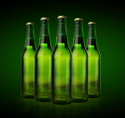 Cold wet beer bottles