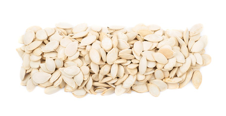 Line of pumpkin seeds isolated