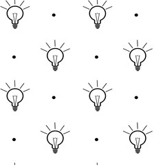 black white light bulbs seamless vector pattern background illustration
