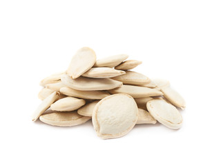 Pile of pumpkin seeds isolated