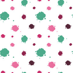 colorful ink blots on white background seamless vector pattern illustration