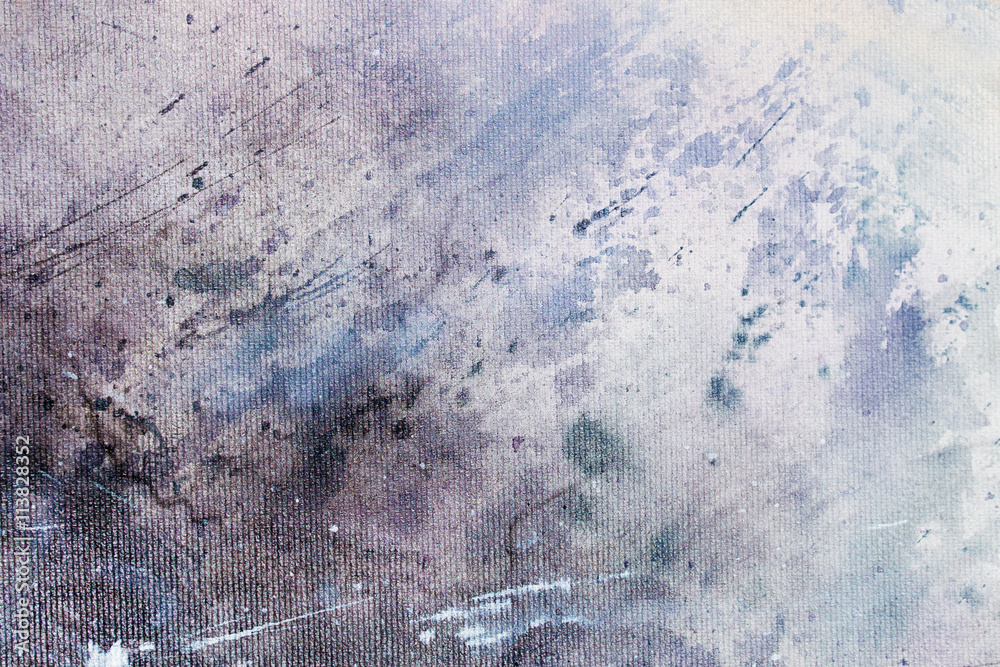 Poster abstract painting with blurry and stained structure. painting on canvas.