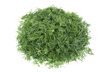 Dill herb chopped on white