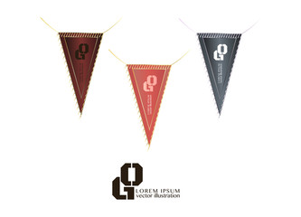 Pennant templates for sports symbol. Triangle shape vector banners.