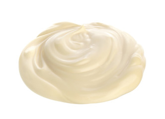 Handful of mayonnaise isolated on white background.