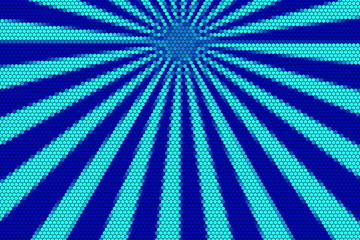 Dark blue and light blue rays from the top with hexagonal pattern