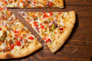 Ranch pizza on wooden table