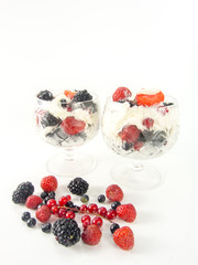delicious dessert of vanilla cream and forest berries