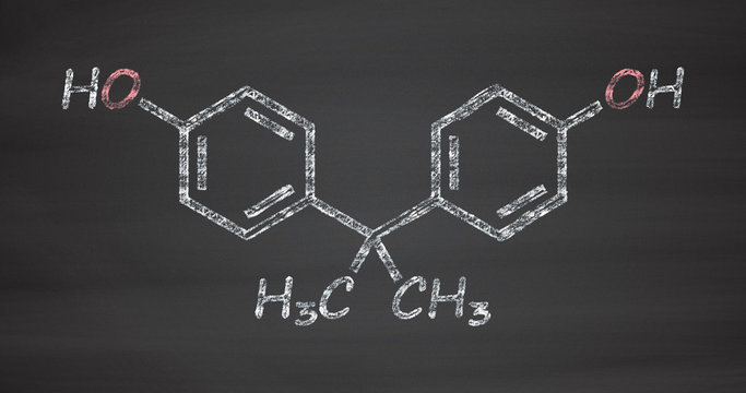 Bisphenol A (BPA) plastic pollutant molecule. 