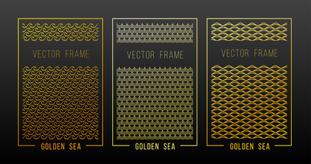 Linear design elements. Decorative sea. Gold ornament for your design, flyer, promotion, application.