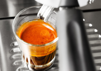 Cup of hot espresso coffee