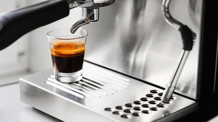 Cup of hot espresso coffee