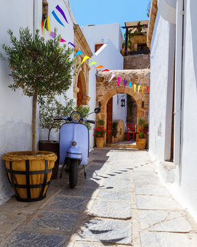 Fototapeta Lindos is the most popular tourist place on the Rhodes island