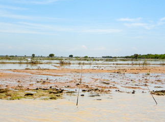flooded scenery at the Tonle Sap river