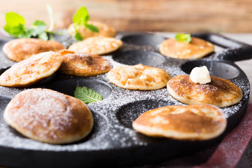 Dutch mini pancakes called poffertjes
