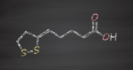 Fototapeta na wymiar Lipoic acid enzyme cofactor molecule. Present in many nutritiona