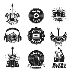 Set of the music shop labels. Design elements for logo, label, e