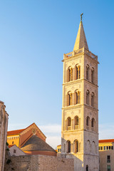 Fototapeta premium Historic medieval romanic bell tower of St Donat's church in Zadar, Croatia