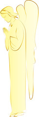 angel standing with his hands joined in prayer and adoration. Abstract simple artistic drawing 