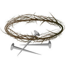 Cross of thorns, vector illustration, symbol of the passion of Jesus Christ and Lent season.