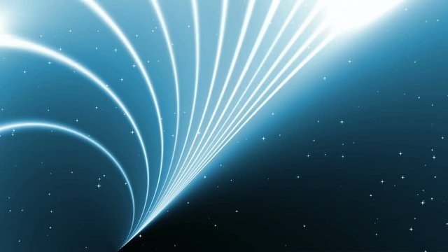 Animation blue background with rays and sparkles. Seamless loop.