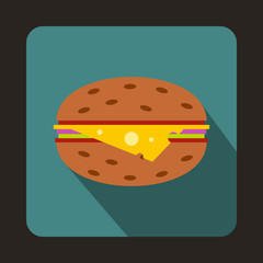 Cheeseburger icon, flat style