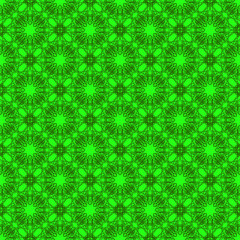 Seamless Texture on Green. Element for Design. Ornamental Backdrop. Pattern Fill. Ornate Floral Decor for Wallpaper. Traditional Decor on Green Background