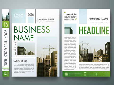 Brochure design template vector.Business flyers report magazine poster template.City design on brochure background.Cover book portfolio presentation and abstract green shape on a4 poster layout design